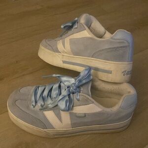 VTG Vans Women’s Plat Skool Platform Sneaker Sz 9 Blue Suede Skate Shoe 90’s Y2K